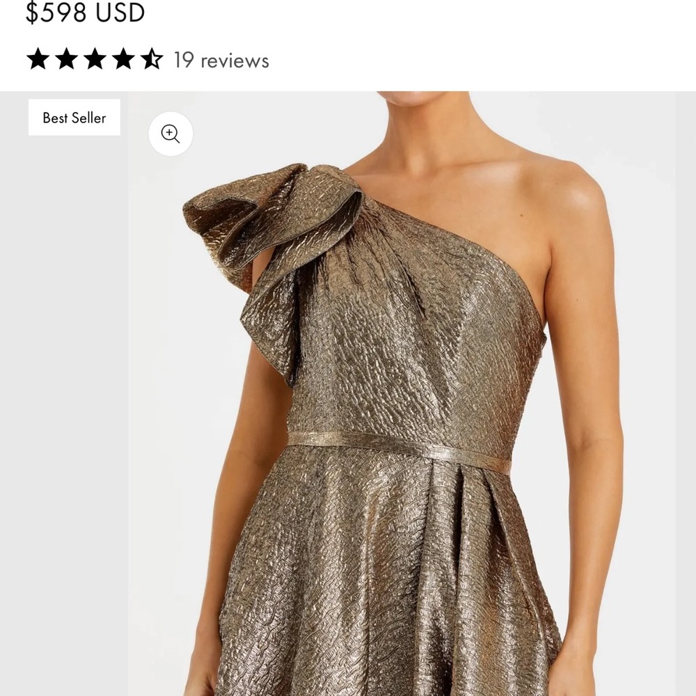 Mac Duggal Gold One Shoulder Dress - Picture 4 of 8